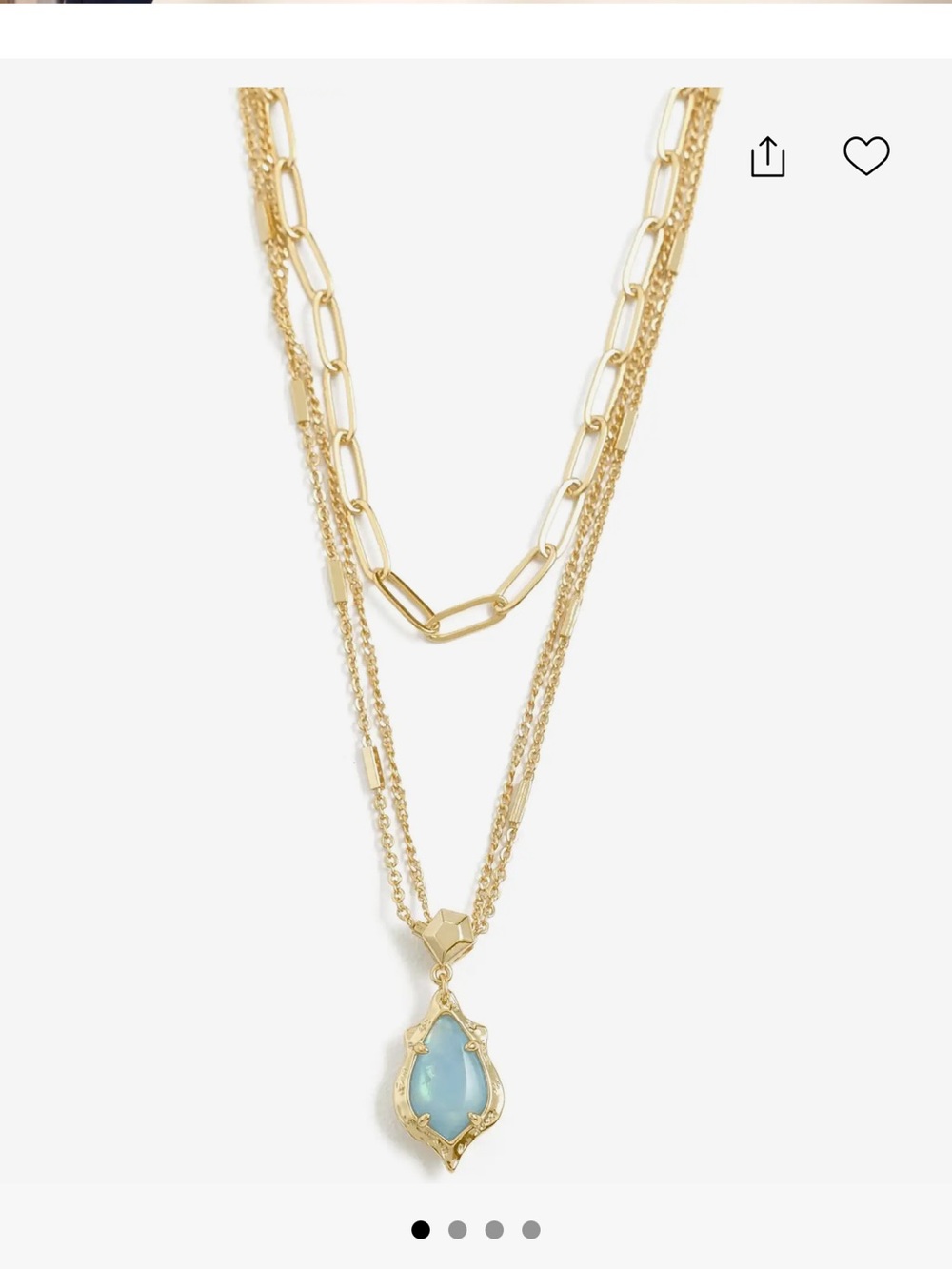 Kendra Scott Gold Adriana Layered Necklace with Scalloped Teardrop Pendant. NWT